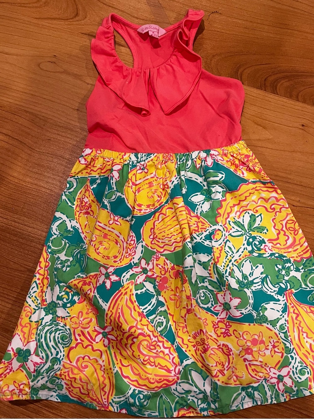 Lilly Pulitzer Coral Tank with Green & Yellow Floral Skirt